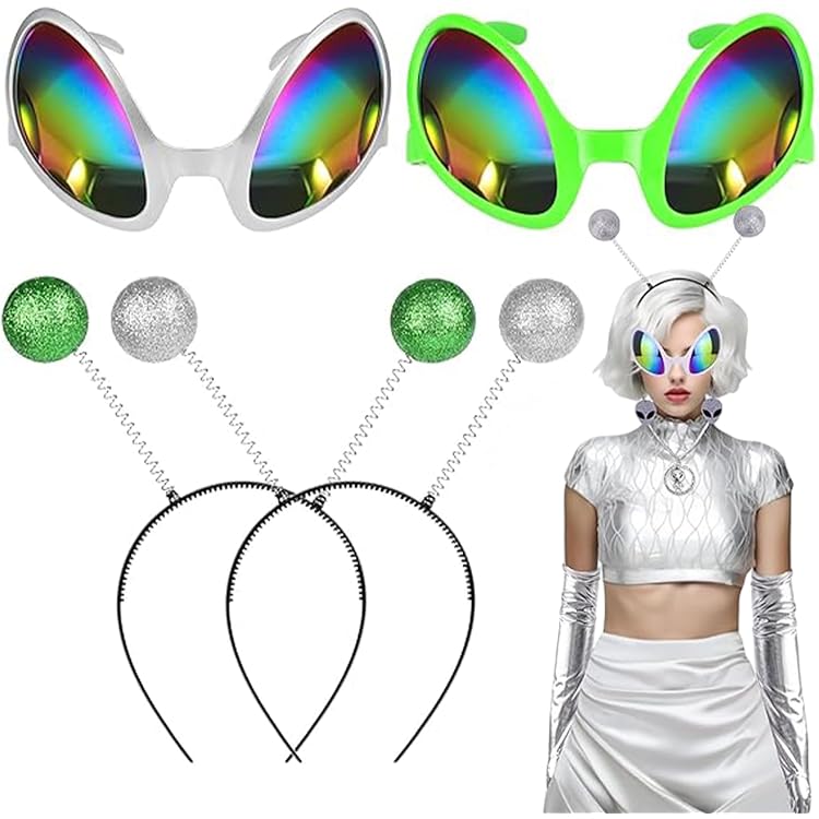 Déguisement Extraterrestre Goenb - 4 Serre-têtes Avec Antennes Et Lunettes - Halloween, Fête Déguisée