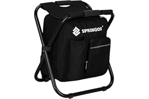 SPRINGOS Chaise de Camping avec Sac à Dos journalier intégré Chaise Pliante 42,5x36x28 cm (hxlxp) Chaise de pêche Sac à Dos-Daypack