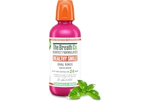 The Breath Co. Healthy Smile Mouthwash, Dentist Formulated Oral Rinse for 24 Hours of Cavity Protection with Sodium Fluoride, Strengthens Enamel, Alcohol Free, Non-Burning, 500ml