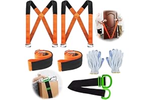 MUVUO Correas de movimiento para muebles, correa de trinquete resistente, electrodomésticos, 2 correas de movimiento y elevación con 2 pares de guantes