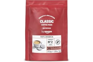 by Amazon Dosettes de Café Classiques 100% Arabica, Compatibles Machine Senseo, 36 Unités (1 Paquet de 36) – Certifiées Rainforest Alliance
