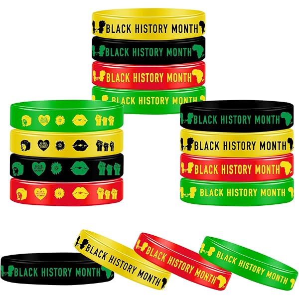 FSHANEE Gummi-Armbänder Für Black History Month – 24 Stück, Silikon, In Pan-Afrikanischen Farben