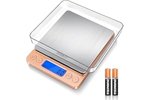 CHWARES Food Scale, Rechargeable Kitchen Scale with Trays 3000g/0.1g, Small Scale with Tare Function Digital Scale Grams and Ounces for Weight Loss, Dieting, Cooking, Meal Prep, Coffee, White