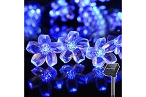 XRR Guirnaldas Luces Exterior Solar, 50LED Guirnalda Luces Solares 8 Modos Luces de Cuerda de Cristal de Hadas con Energía Solar para Césped, Jardín, Patio, árbol de Navidad (azul)