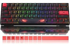 Womier 60 % mechanische Tastatur, Hot-Swapp-fähig, ultrakompakte RGB-Gaming-Tastatur mit Pudding-Tastenkappen, linearer roter Schalter, Pro Driver/Software unterstützt – Phantom Black