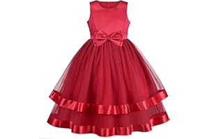 Sunny Fashion Vestido para niña Sin Mangas Rojo Pelota Vestido Boda Fiesta Pageant 6-12 años