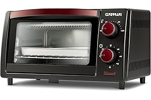G3 Ferrari G10169 Il Moro 10 Fornetto elettrico, 10 Litri, 800 W, Timer 60 min, Fondo apribile per facile pulizia, 100-230°C, Griglia INOX, Rosso/Nero