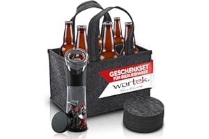 wortek Coffret cadeau pour homme - Cadeau d'anniversaire - Sac à main pour homme - Décapsuleur de bière avec récipient de récupération - Dessous de verre - Gadgets pour hommes - Cadeaux de bière pour