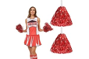 BZKSER Pompones de Animadora - 2 pcs de Pompones de porrista de Metal Foil,Pompones de Animadora con Asas, para Juegos de Pelota, Bailes, Fiestas de Carnaval,Chica Caliente