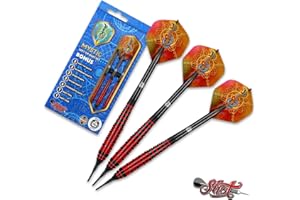 Shot! Darts Mystic Red-Soft Tip Dart Set-18gm-Centre Weighted-Colour Plated Brass Barrels