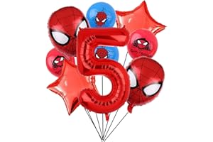 ZHIHUI Superhero Spiderman Birthday Decorations, Red Spiderman 5th Birthday Balloons, 32inch number 5 Superhero Aluminium balloon, The Spiderman Birthday Balloons for Kids Birthday Baby Shower Decorations