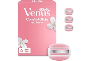 Gillette Venus Comfortglide Spa Breeze Razor Blade Refills for Women, 4 Count - 3 Built-in Blades, Smooth Close Shave, Long-L