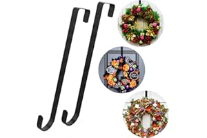DIQC Christmas Wreath Hanger Hook for Front Door,12",Set of 2,Made of Metal,Over Door Hooks for Hanging Clothes, Bags, Scarves Christmas Halloween Thanks Giving Wreath Hooks