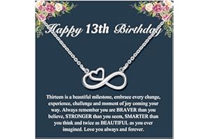 D Dongjiangjin Gift Infinity Heart Birthday Necklace for 13 16 18 Year Old Women Girls, Birthday Present for Daughter Granddaughter Sister Friends