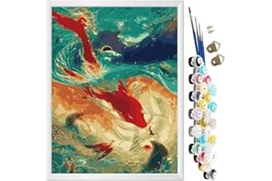 KEEMOSO Peinture par Numero,Acryliques Peinture par Numéros pour Adultes Débutants Enfants,DIY Paint by Numbers Kit sans Cadre 40X50CM-Poisson libre