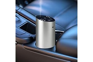 Pandakarias Waterless Car Diffuser, Scent Diffuser for Essential Oils, Smart Car Air Freshener, Wireless and Rechargeable with Large Battery Sentiment Diffuser for Car Home and Office (Silver)