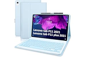 Yeegnar Clavier pour Lenovo Tab P11 Plus TB-J606/TB-J607 AZERTY Français Étui Clavier 11 Pouces Housse de Protection avec Bluetooth Détachable Clavier Bleu