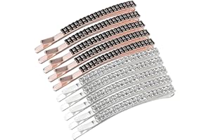 HQdeal 10 Pezzi Cristallo Forcine per Capelli, Strass Mollette per Capelli, Clip di Capelli, Perni di Capelli, Capelli Mollette, Metallo Argento Nero Fermaglio Capelli per Donne Ragazze