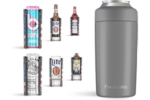 Frost Buddy Universal Can Cooler - Fits all - Stainless Steel Can Cooler for 12 oz & 16 oz Regular or Slim Cans & Bottles - Stainless Steel (MatteGrey)