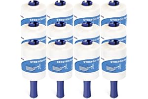 ADHES TAPE PURSUIT OF PERFECTION ADHES Mini Stretch Wrap Film with Handle Clear Shrink Film 13cm x 304m 12 Roll 80 Gauge Industrial Strength Stretch Film for Packing, Pallet Wrap, Furniture Wrapping Moving & Protection