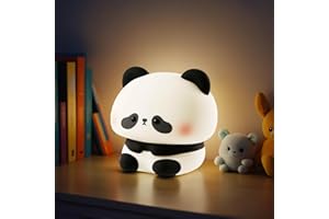 Maricart | Luce Notturna Bambini a Forma di Panda con Batteria Interna Ricaricabile, Lampada da Comodino per la Cameretta del Neonato a 6 Colori con Regolatore d’Intensità e Timer di Spegnimento