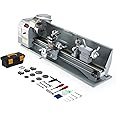 CREWORKS Mini Metal Lathe, 22x75cm Benchtop Metal Lathe with 3 Jaw Chuck and 3000rpm Max. Spindle Speed, 1100W Metalworking Machine with LCD Display, Metal Lathe Machine for Threading Turning Drilling