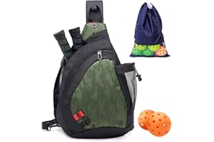 ZOEA Pickleball Bag, Sport Pickleball Sling Bag for Women Man, Adjustable Pickleball Bag with Water Bottle Holder, Fits 4 Paddles and All Your Other Gear