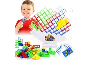 PAMIYO 16 Pcs Tetra Tower Tetris Tower Stacking Blocks, Great for Family Games-Color 8