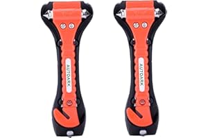 AUTOARK Car Safety Antiskid Hammer Seatbelt Cutter Emergency Class - Window Punch Breaker Auto Rescue Disaster Escape Life-Saving Hammer Tool,2 Pack,AZU-012