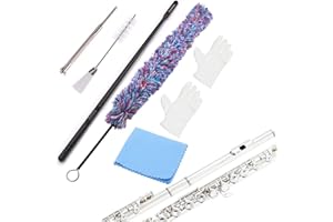 REMAGIC Flute Cleaner Care Cleaning Kit, Flute Cleaning Cotton Cleaning Brush, Flute Cleaning Swabs, Double End Dust Brush, Flute Cleaning Rod, Screwdriver for Flute Repairing, Cotton Gloves, Cleaning Cloth