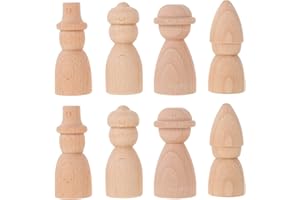 EXCEART Schneemann Dekofigur Holzfiguren zum Bemalen: 8 Stücke Basteln Holzkegel Holzbausteine Tortenfiguren Holz Spielfiguren Weihnachten Deko Figuren DIY Kinder Bastelset Puppenhaus Zubehör