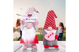 KUGGTY 2Pcs Mother's Day Gonk Decorations, Handmade Tulip Gonks Faceless Dwarf Doll Gifts for Him Her, Elf Figure Tabletops Gnomes Ornament Valentines Day for Mother Daughter Boyfriend Gifts