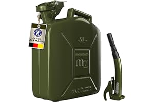 Monzana Bidón de Gasolina Metálico 5L Verde 24x12x35 Boquilla Incl. Combustible Diésel Aceite Homologación UN