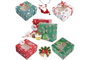 FainFun Scatola per Cupcake Natalizia, 12 Scatole per Dolci Natalizi, Scatole per Biscotti Natalizi, Natale, per Biscotti, Decorare gli Alberi di Natale (12, YK, Piccolo)