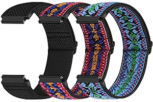 Yunshare Quick Release Watch Strap 22mm 20mm 19mm 18mm, Elastic Nylon Watch Bands Women Men for Samsung Galaxy Watch/Garmin/Fossil/Amazfit/Huawei Replacement Watch Band, 3pcs
