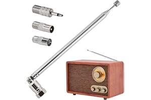 DEILONIE Fm Aerial for Hifi, Radio Aerial Antenna 75 Ohm, F Type Male Plug Connector ​with 3 Adapters, Telescopic DAB Radio Aerial Antenna for Table Top Radio, HiFi AV Stereo Receiver Mini System