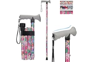 supregear Bastón Plegable, Altura Ajustable, Ligero y Portátil, Bastón de Viaje con Empuñadura Suave, Ayuda para Caminar para Ancianos, Personas con Discapacidad, Hombre Mujer