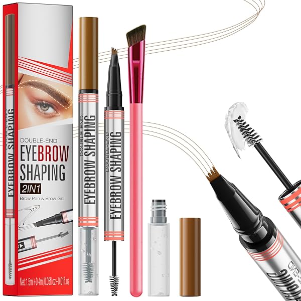 Wasserdichter 3D Augenbrauenstift – 4 Gabelspitzen, Microblading-Effekt, #02 Dunkelkaffee
