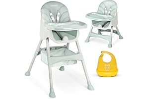 RICOKIDS Ricko Kids Chaise haute pour bébé, avec plateau pour manger, chaise haute pliable, chaise haute pour bébé dès la naissance, facile à nettoyer, 83 x 60 x 110 cm, vert