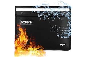 Diyife 5200℉ Feuerfeste Dokumententasche, 360° wasserdichte Feuerfeste Tasche mit Nachtreflexstreifen, Mehrschichtig Glasfasermaterial Safe Geldtasche Tresor 38 x 30 cm für A4 A5 Dokumente/Passport