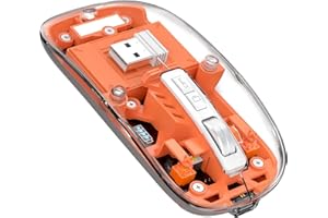 MAGIC-REFINER Ratón Inalambrico Recargable, 2,4G+Bluetooth 5.0 Silencioso y ErgonóMico RatóN, 2400 dpi Ratón Gaming Ultra Delgado con Receptor USB-Nivel de Batería Visible para Portatil/PC/Mac-Naranja
