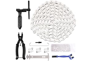 FANXIYA Chaîne de Vélo 6/7/8 Vitesses, 1/2" × 3/32", 116 Links, Derive Chaine Velo avec Pince pour VTT & Velo de Route, Outil Velo avec Brosse pour Demonte, Repose, Entretien
