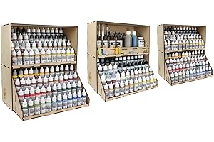 War World Gaming Soporte Organizador para Pinturas – Set 6 – Set Apilable Triple - Madera DM MDF Stand Organizar Estantería Wargame Miniatura Modelismo Seguimiento Envío