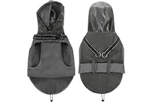 Mosucoirl Hundemantel Wasserdichter mit Geschirr,wasserdichter Hunde Mantel Hundemantel mit Kapuze Hunde-Regenmantel mit reflektierenden Winddichte Regenjacke wasserdicht für kleine mittelgroße Hunde