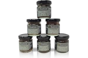 WHISPER WORLD FOOD New! Hampton Chutney Selection, Potting Shed Pickle, Gardeners Choice, Tomato Chutney, Onion Chutney, Caramelised Onion Small Jars Gift Set