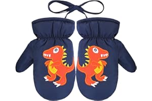 QKURT Gants de Ski Enfants, Gants Chaud Hiver Moufles Coupe-Vent Respirant Snowboard pour Vélo Équitation Patinage Garçons Filles 3-5 Ans