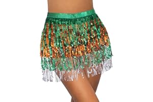Zookey Jupes Paillettes enveloppées de Franges Jupes de Franges Rave Jupes de Franges Danse du Ventre Hanches écharpes festives vêtements pour Femmes et Filles