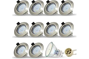 ‎HIBAY HiBay 10 Stück LED Einbaustrahler 230V Set GU10 Spot Strahler 5W Neutralweiß Einbauspots 68mm Einbauleuchten Rund Fest Deckenspots mit Fassung