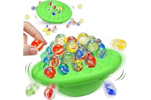 Vibbang Murmelspiel Balance-Abenteuer, 60 Stück Murmeln Glas mit Staufach, Mutmurmeln Marbles, Activity Spiel für Partyspiele Kinder, Geschicklichkeitsspiele Deko Partyspiel für 1-4 Spieler