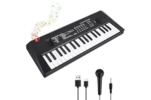 SHAYSON Tastiera di Pianoforte per Bambini 37 Tasti Tastiera Elettronica Musicale con Microfono Giocattoli Musicali Educativi Regali per 3-8 Anni Ragazze Ragazzi Principianti （Nero）